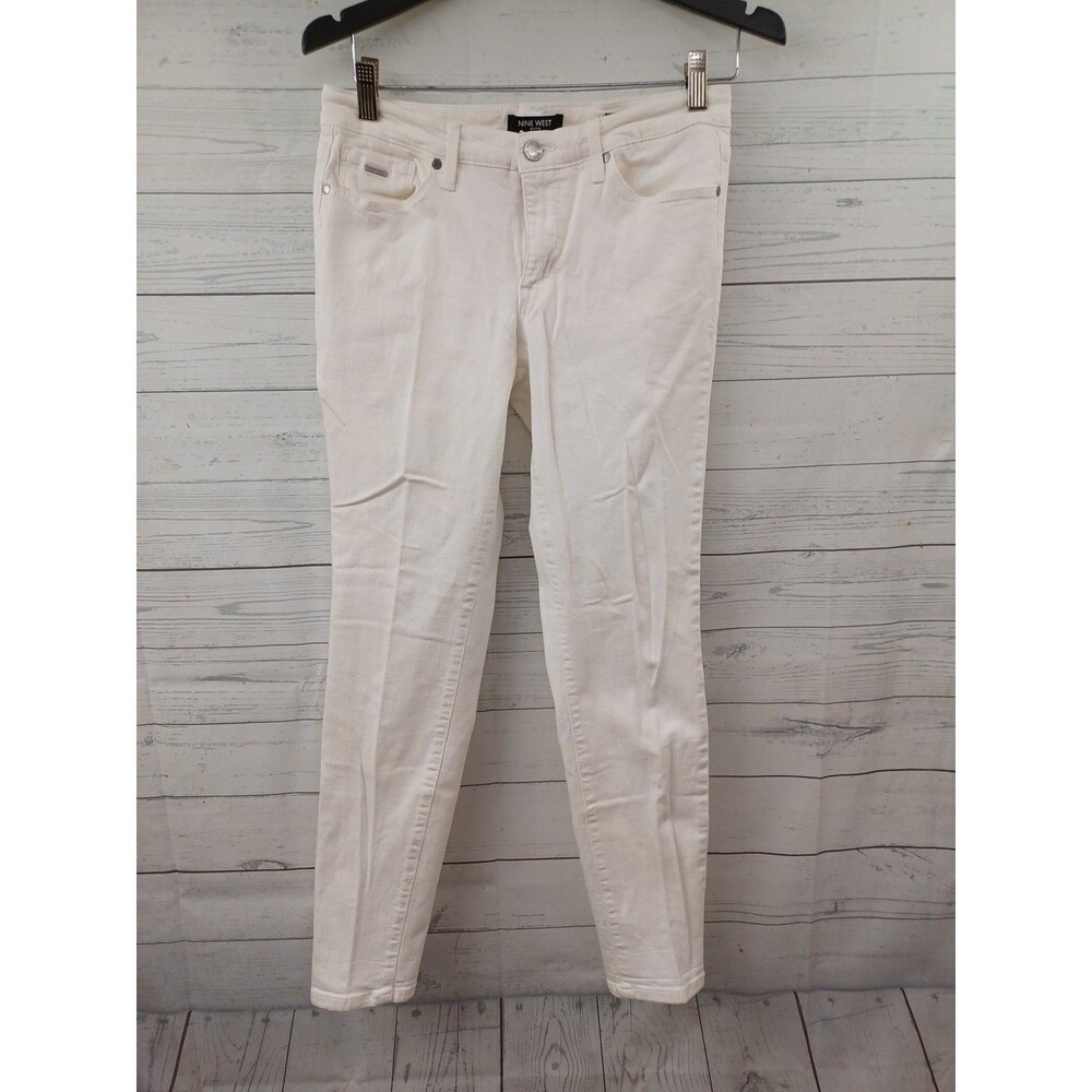 Nine West Gramercy Crop Ankle Womens Missy Denim Jeans Size 6 White